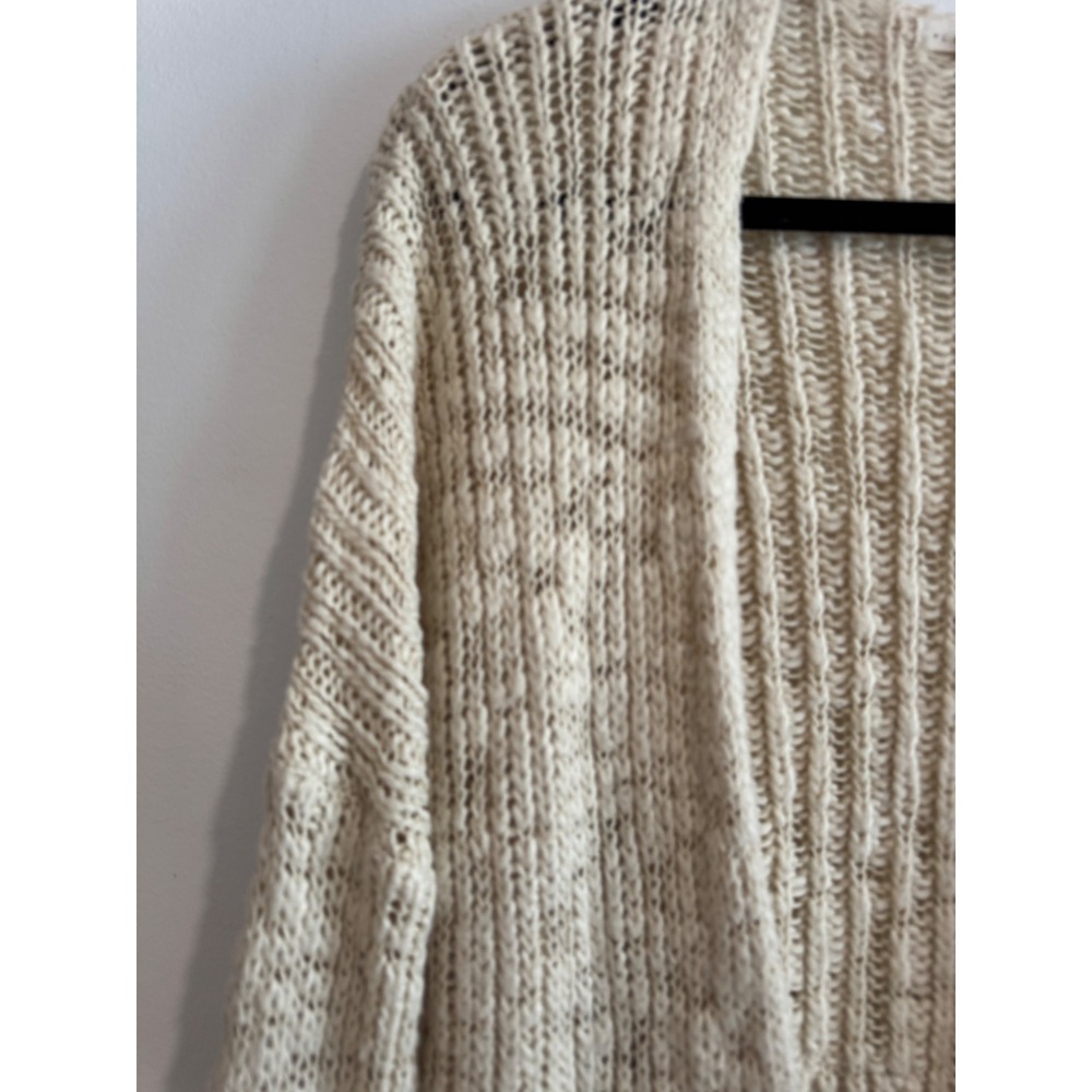LA‎ Hearts Open Front Chunky Knit Cardigan Womens M/L Cream Ribbed Drop Shoulder - Picture 2 of 6